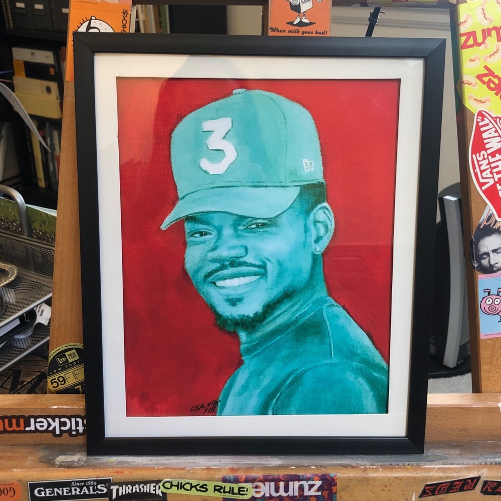 8.5x11” framed print of Chance the Rapper painting
